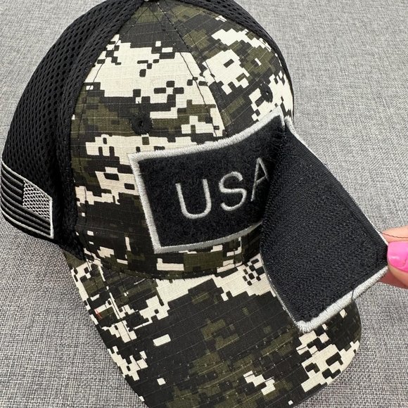 US Flag Detachable Patch Baseball Cap Green Black Grey Brand New Hat - Picture 4 of 10